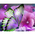 Pink Flowers & Butterfly - Diamond Art